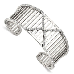 Stainless Steel Polished with Swarovski Crystals X 25mm Cuff Bangle