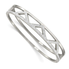 Stainless Steel Polished w/Preciosa Crystal 10.00mm Hinged Bangle