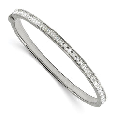 Stainless Steel Polished w/Preciosa Crystal Hinged Bangle