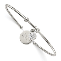 Stainless Steel Polished w/Preciosa Crystal Infinity Dangles Flexible Bangl