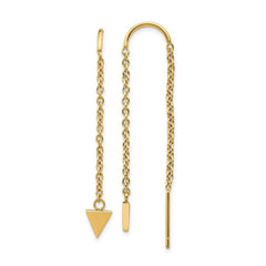 Stainless Steel Polished Yellow IP-plated Threader Triangle Dangle Earrings