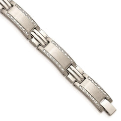 Stainless Steel Polished/Brushed 1ct tw. Diamond Bracelet