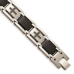 Stainless Steel Polished/Brushed Black IP Black Diamond 8.75in Bracelet
