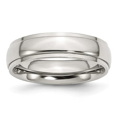 Stainless Steel Ridged Edge 6mm Polished Band