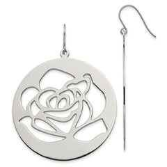 Stainless Steel Rose Cutout Dangle Earrings