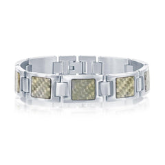 Stainless Steel Squares with Center Texturized Design Bracelet
