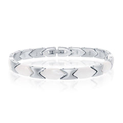 Stainless Steel White Ceramic Bracelet, 7