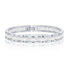 Stainless Steel White Ceramic Link Bracelet, 8