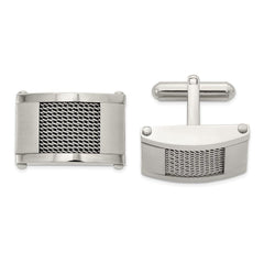 Stainless Steel Wire Brushed and Polished Cufflinks