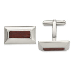 Stainless Steel Wood Inlay Cufflinks