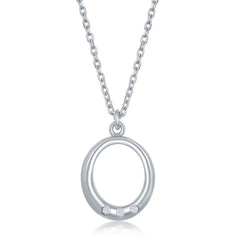 Sterling Silver 0.03cttw Diamond Oval Necklace