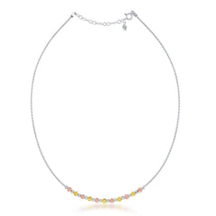 Sterling Silver 1.15mm Tri Color Moon Bead Necklace