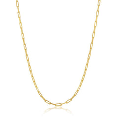 Sterling Silver 1.8mm Long Link Paper Clip Chain - Gold Plated