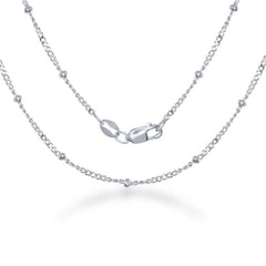 Sterling Silver 2.3mm Diamond Cut Cuban with Beads Chain, 18
