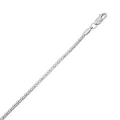 Sterling Silver 2.4mm Rhodium Plated Popcorn Chain, 22