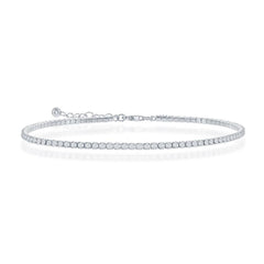 Sterling Silver 2mm CZ Tennis Anklet
