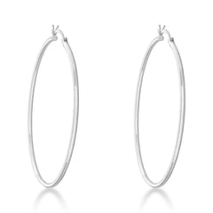 Sterling Silver 2x60mm High-Polished Hoop Earrings