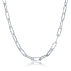 Sterling Silver 3.2mm Paper Clip Chain - Rhodium Plated