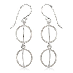 Sterling Silver 3 Dimensional Double Circle Earrings