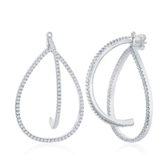 Sterling Silver 3D Teardrop CZ Earrings