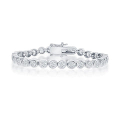 Sterling Silver 3mm Bezel-Set Round CZ Tennis Bracelet, 7