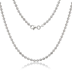 Sterling Silver 3mm Diamond Cut Moon Bead Chain, 18