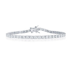 Sterling Silver 3mm Prong-Set Round CZ Tennis Bracelet, 7.5