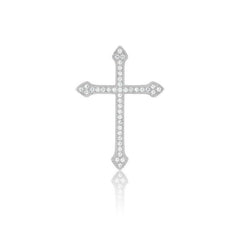 Sterling Silver 40 Stones Micro Pave Cross Pendant