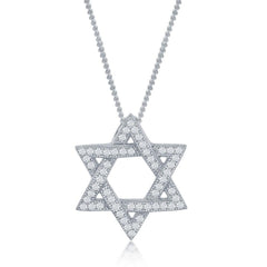 Sterling Silver 48 Stones Micro Pave Star Pendant