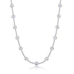 Sterling Silver 4mm Snake and Round Beads Chain, 20
