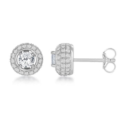 Sterling Silver 4mm White Topaz Stud Earrings