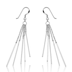 Sterling Silver 5 Chains with Bars Earrings