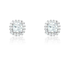 Sterling Silver 6mm CZ Square Stud Earrings