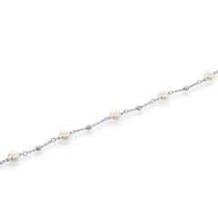 Sterling Silver 6mm Pearls with Moon Beads Bracelet, 6.5