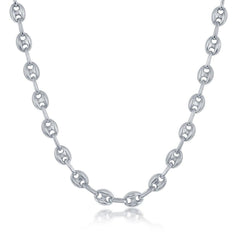Sterling Silver 6mm Puffed Marina Chain - Rhodium Plated