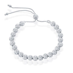 Sterling Silver 6mm Round Beads Adjustable Bolo Bracelet, 9.5