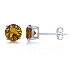 Sterling Silver 6mm Yellow Topaz Stud Earrings