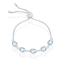 Sterling Silver 7.85cttw Blue Topaz Oval Linked Bolo Bracelet