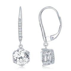 Sterling Silver 8MM Round CZ Earrings