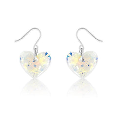 Sterling Silver AB Swarovski Crystal Heart Earrings