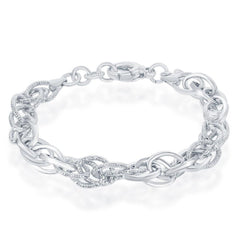 Sterling Silver Alternating Oval Linked Bracelet