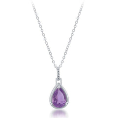 Sterling Silver Amethyst 1.67 cttw Teardrop Pendant