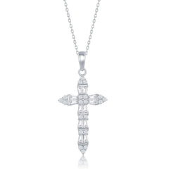 Sterling Silver Baguette CZ Cross Pendant