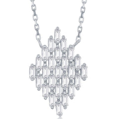 Sterling Silver Baguette Diamond Shaped Necklace