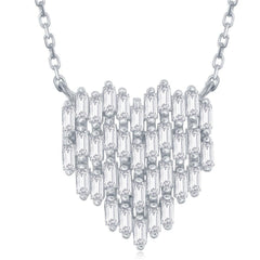 Sterling Silver Baguette Heart Necklace