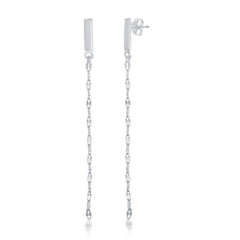 Sterling Silver Bar with Fancy Chain Earrings