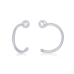 Sterling Silver Bead Half Hoop Earrings