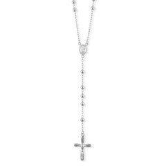 Sterling Silver Beaded Rosary Necklace