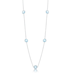 Sterling Silver Bezel-Set 26.964cttw Blue Topaz Necklace