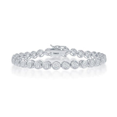 Sterling Silver Bezel Set 4mm CZ Tennis Bracelet, 7